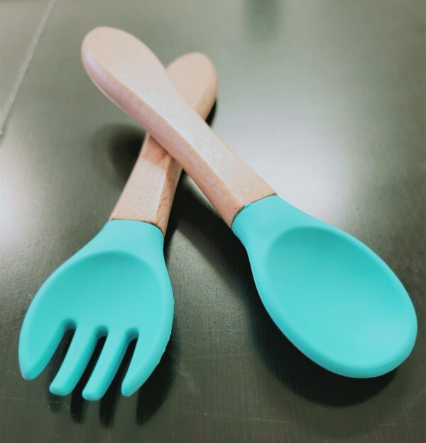 Kids Fork & Spoon Set w/ Wood Handle