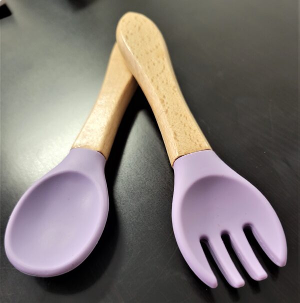 Kids Fork & Spoon Set w/ Wood Handle - Image 4