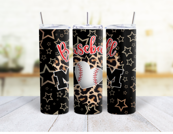 20 oz Skinny Tumbler - Baseball Mom Stars