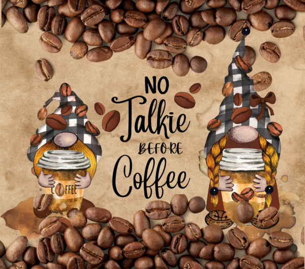 20 oz Skinny Tumbler - No Talkie Before Coffee Gnomes - Image 2