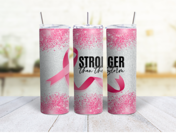 20 oz Skinny Tumbler - Cancer - Stronger Than The Storm