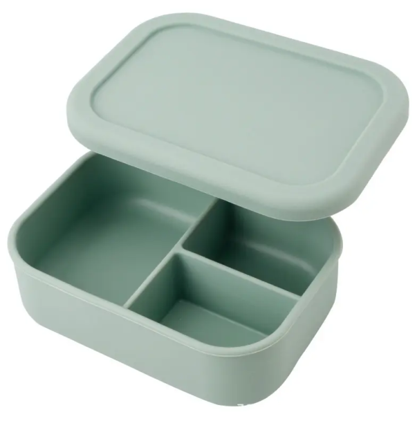 Silicone Bento Box - 3 Compartment - Green